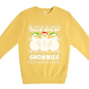 Chillin With My Snowmies Ugly Christmas Premium Crewneck Sweatshirt