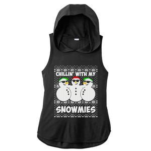 Chillin With My Snowmies Ugly Christmas Ladies PosiCharge Tri-Blend Wicking Draft Hoodie Tank