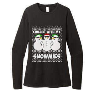 Chillin With My Snowmies Ugly Christmas Womens CVC Long Sleeve Shirt