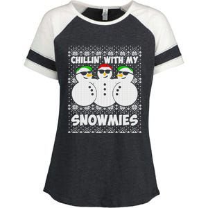 Chillin With My Snowmies Ugly Christmas Enza Ladies Jersey Colorblock Tee