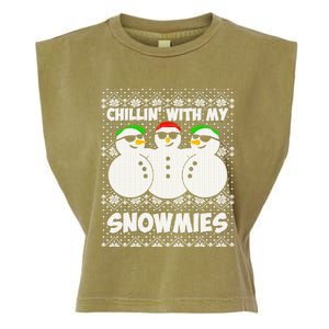 Chillin With My Snowmies Ugly Christmas Garment-Dyed Women's Muscle Tee