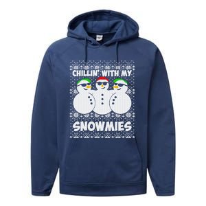 Chillin With My Snowmies Ugly Christmas Performance Fleece Hoodie