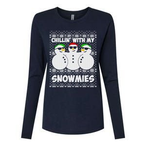 Chillin With My Snowmies Ugly Christmas Womens Cotton Relaxed Long Sleeve T-Shirt