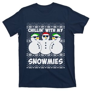 Chillin With My Snowmies Ugly Christmas T-Shirt