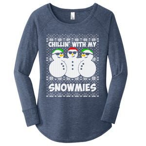 Chillin With My Snowmies Ugly Christmas Women's Perfect Tri Tunic Long Sleeve Shirt