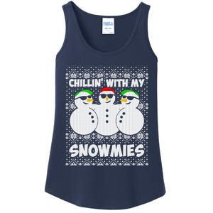 Chillin With My Snowmies Ugly Christmas Ladies Essential Tank