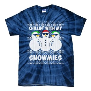 Chillin With My Snowmies Ugly Christmas Tie-Dye T-Shirt