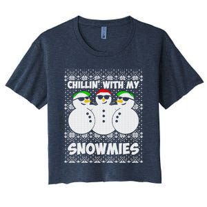 Chillin With My Snowmies Ugly Christmas Women's Crop Top Tee