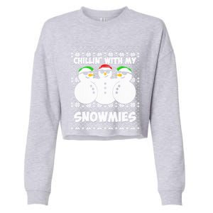 Chillin With My Snowmies Ugly Christmas Cropped Pullover Crew