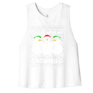 Chillin With My Snowmies Ugly Christmas Women's Racerback Cropped Tank