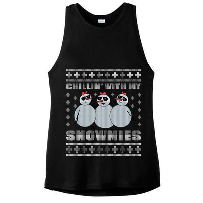 Chillin With My Snowmies Funny Snowman Homies Ugly Christmas Ladies PosiCharge Tri-Blend Wicking Tank