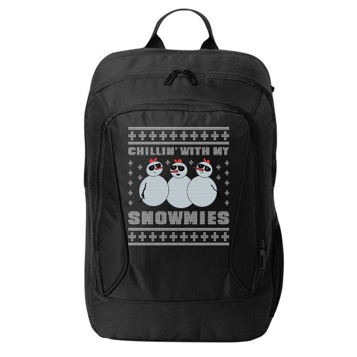 Chillin With My Snowmies Funny Snowman Homies Ugly Christmas City Backpack