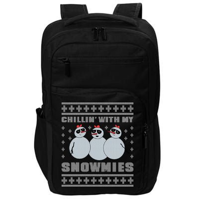 Chillin With My Snowmies Funny Snowman Homies Ugly Christmas Impact Tech Backpack