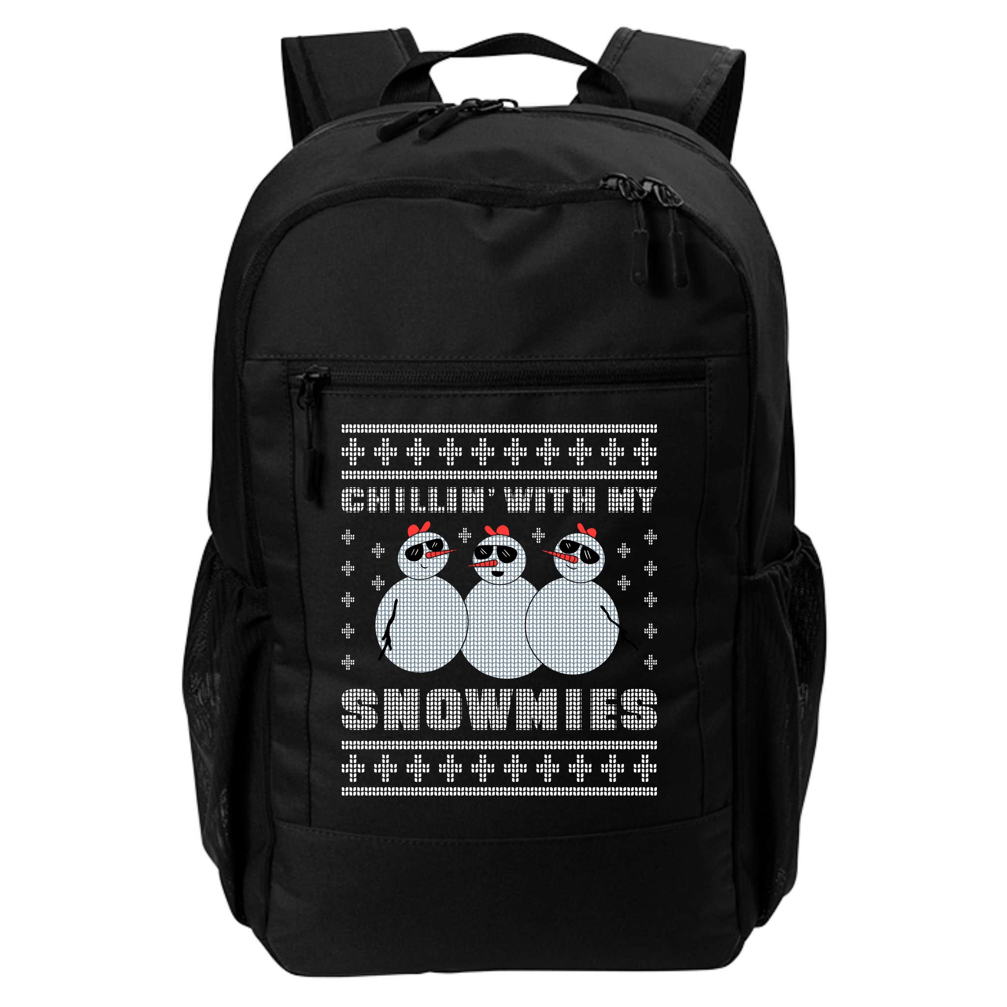 Chillin With My Snowmies Funny Snowman Homies Ugly Christmas Backpack