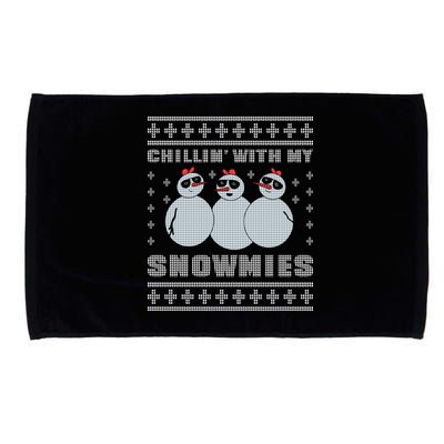 Chillin With My Snowmies Funny Snowman Homies Ugly Christmas Microfiber Hand Towel