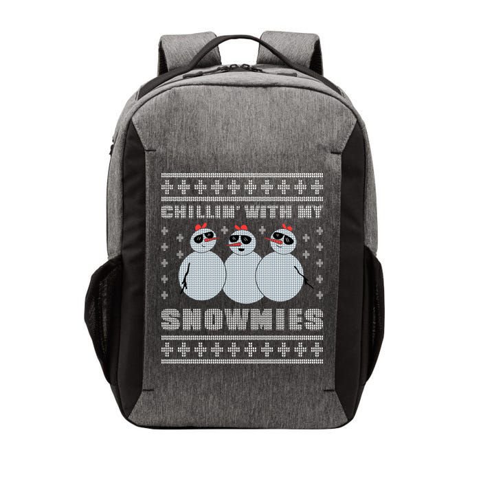 Chillin With My Snowmies Funny Snowman Homies Ugly Christmas Vector Backpack