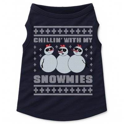Chillin With My Snowmies Funny Snowman Homies Ugly Christmas Doggie Tank