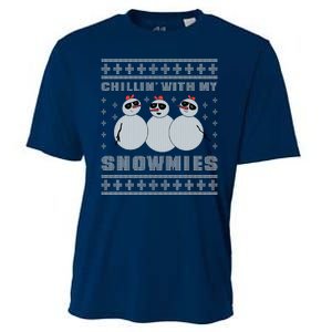 Chillin With My Snowmies Funny Snowman Homies Ugly Christmas Cooling Performance Crew T-Shirt