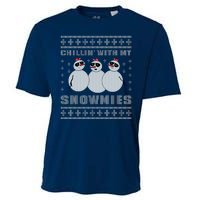 Chillin With My Snowmies Funny Snowman Homies Ugly Christmas Cooling Performance Crew T-Shirt