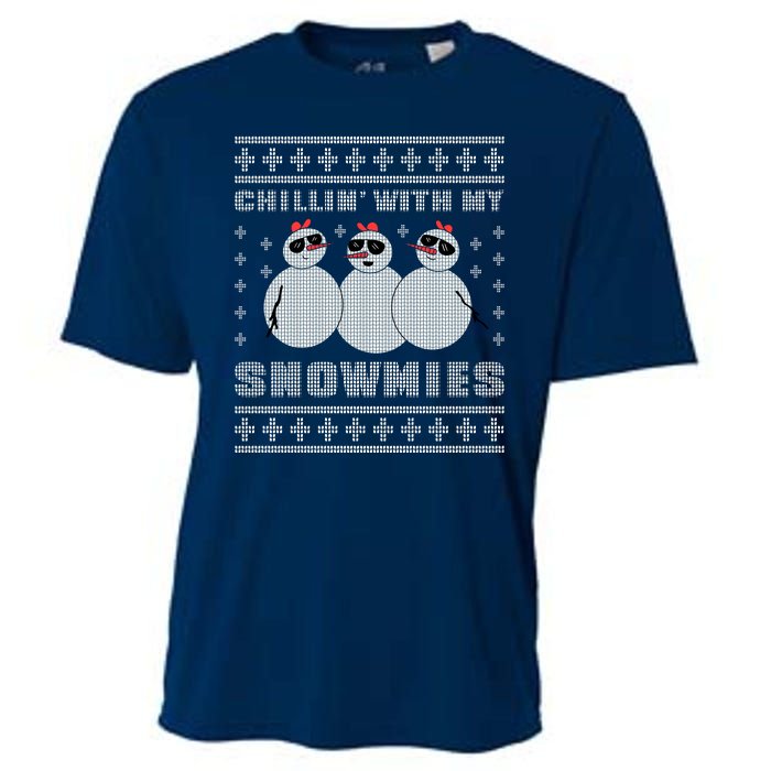 Chillin With My Snowmies Funny Snowman Homies Ugly Christmas Cooling Performance Crew T-Shirt