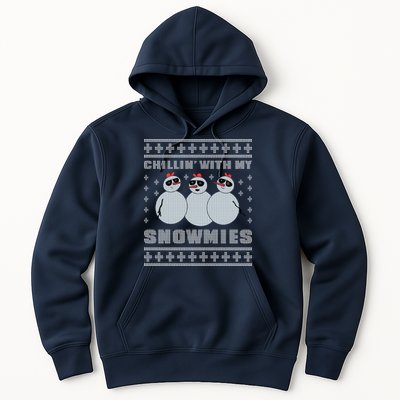 Chillin With My Snowmies Funny Snowman Homies Ugly Christmas Hoodie