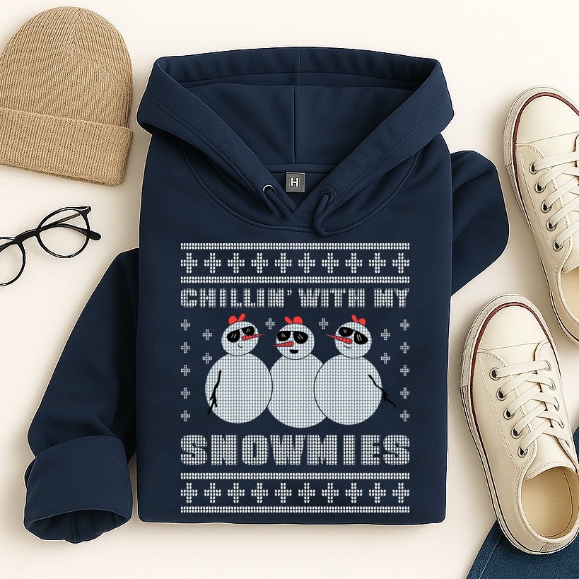 Chillin With My Snowmies Funny Snowman Homies Ugly Christmas Hoodie