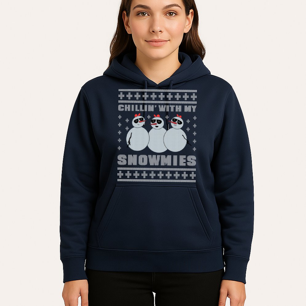 Chillin With My Snowmies Funny Snowman Homies Ugly Christmas Hoodie