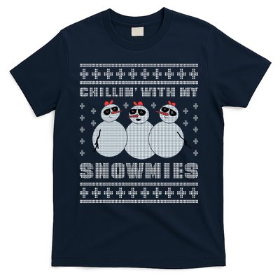 Chillin With My Snowmies Funny Snowman Homies Ugly Christmas T-Shirt