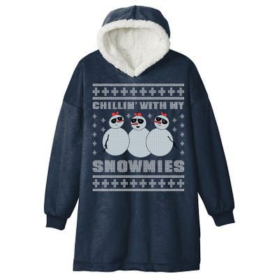 Chillin With My Snowmies Funny Snowman Homies Ugly Christmas Hooded Wearable Blanket