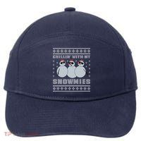 Chillin With My Snowmies Funny Snowman Homies Ugly Christmas 7-Panel Snapback Hat