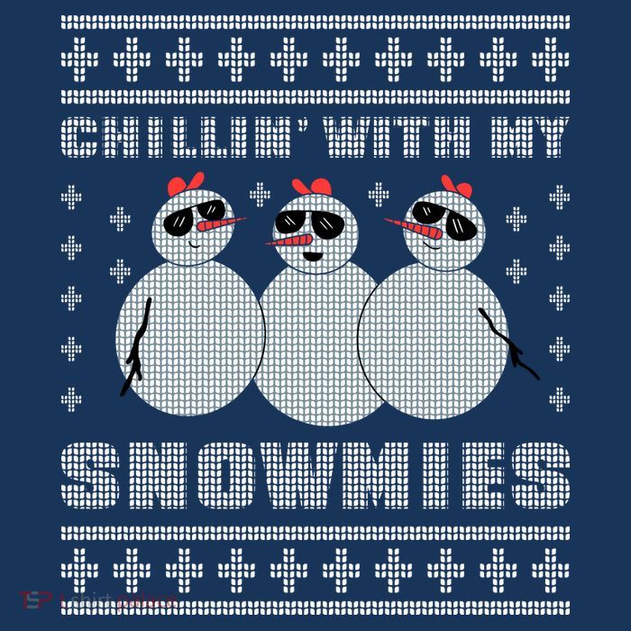 Chillin With My Snowmies Funny Snowman Homies Ugly Christmas 7-Panel Snapback Hat