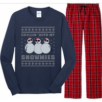 Chillin With My Snowmies Funny Snowman Homies Ugly Christmas Long Sleeve Pajama Set