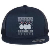 Chillin With My Snowmies Funny Snowman Homies Ugly Christmas Flat Bill Trucker Hat