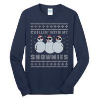 Chillin With My Snowmies Funny Snowman Homies Ugly Christmas Tall Long Sleeve T-Shirt