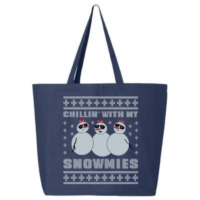 Chillin With My Snowmies Funny Snowman Homies Ugly Christmas 25L Jumbo Tote