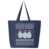 Chillin With My Snowmies Funny Snowman Homies Ugly Christmas 25L Jumbo Tote