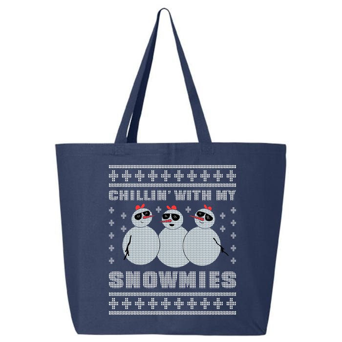 Chillin With My Snowmies Funny Snowman Homies Ugly Christmas 25L Jumbo Tote