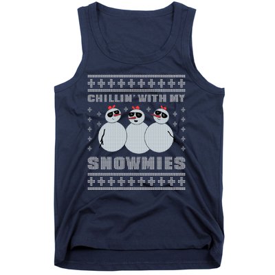 Chillin With My Snowmies Funny Snowman Homies Ugly Christmas Tank Top