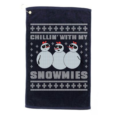 Chillin With My Snowmies Funny Snowman Homies Ugly Christmas Golf Towel