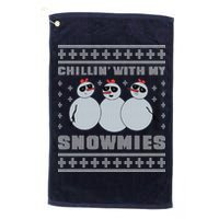 Chillin With My Snowmies Funny Snowman Homies Ugly Christmas Golf Towel