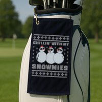 Chillin With My Snowmies Funny Snowman Homies Ugly Christmas Golf Towel