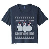 Chillin With My Snowmies Funny Snowman Homies Ugly Christmas Women's Crop Top Tee