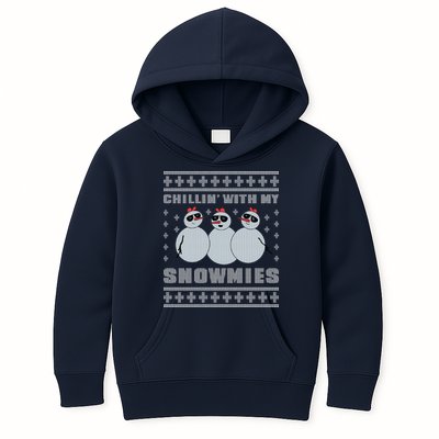 Chillin With My Snowmies Funny Snowman Homies Ugly Christmas Kids Hoodie