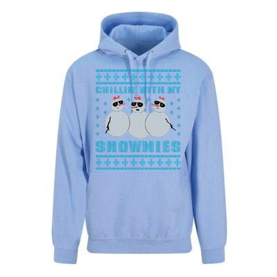 Chillin With My Snowmies Funny Snowman Homies Ugly Christmas Unisex Surf Hoodie