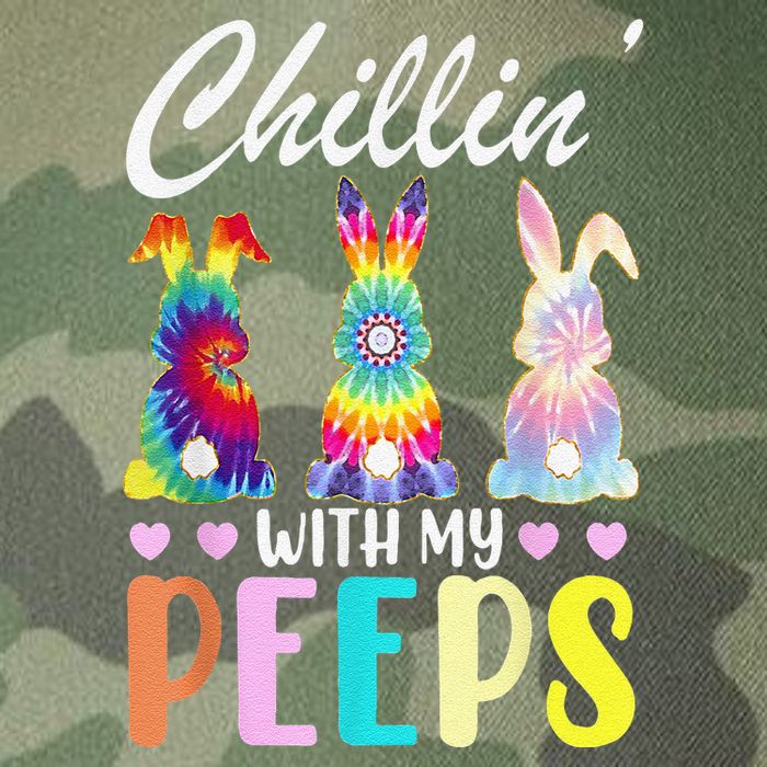 Chillin With My Peeps Tie Dye Bunny Rabbit Easter Teacher Legacy Tie Dye Trucker Hat