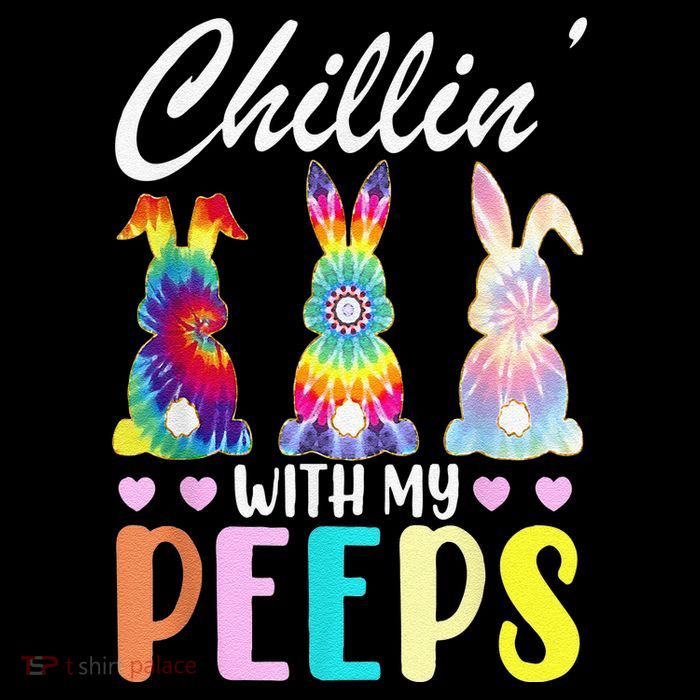 Chillin With My Peeps Tie Dye Bunny Rabbit Easter Teacher Flexfit Unipanel Trucker Cap