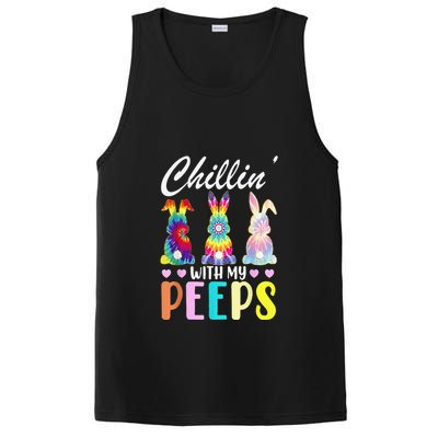 Chillin With My Peeps Tie Dye Bunny Rabbit Easter Teacher PosiCharge Competitor Tank