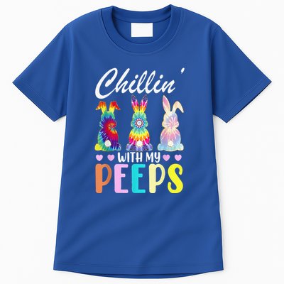 Chillin With My Peeps Tie Dye Bunny Rabbit Easter Teacher Tall T-Shirt