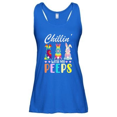 Chillin With My Peeps Tie Dye Bunny Rabbit Easter Teacher Ladies Essential Flowy Tank
