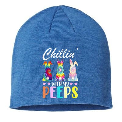Chillin With My Peeps Tie Dye Bunny Rabbit Easter Teacher Sustainable Beanie
